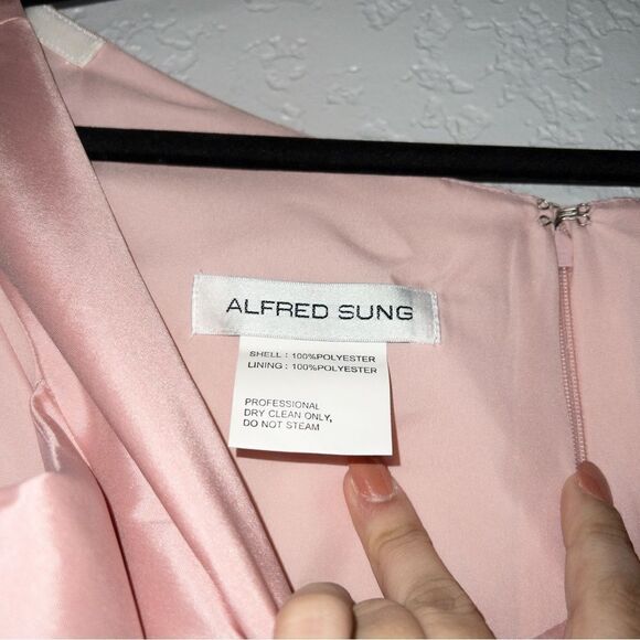 NWT Alfred Sung Twirl‎ Pink Off The Shoulder Cocktail Dress Size 8 - Picture 4 of 9